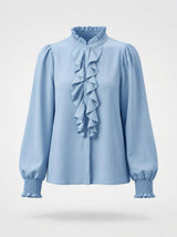 Mi Piace-Travel Blouse Ruffle 202930-Della Blue