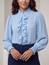 Mi Piace-Travel Blouse Ruffle 202930-Della Blue