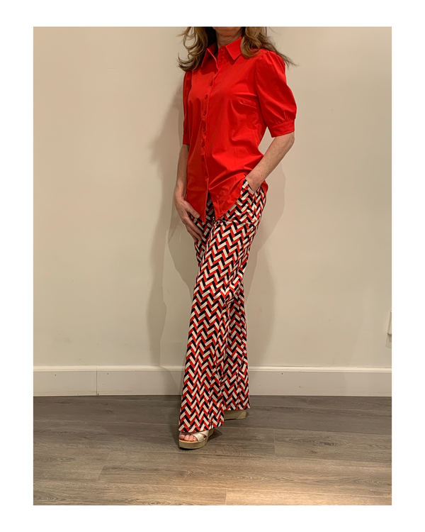 mi piace rode blouse met pofmouwen