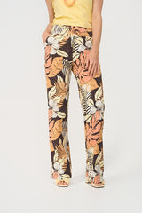 mi piace travel broek straight 202089 botanical print espresso