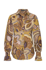 Mi Piace-Travel Blouse 202108-Big Paisley Print-Olive Oil