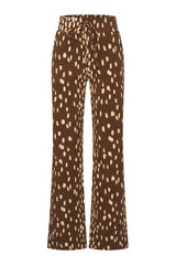 Mi Piace-Dikke Kwaliteit Travelstof Straight Broek 202136 Bambi Print-Chestnut