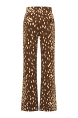Mi Piace-Dikke Kwaliteit Travelstof Straight Broek 202136 Bambi Print-Chestnut