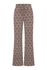 Mi Piace-Dikke Kwaliteit Travelstof Straight Broek 202136 Harvest Ikat Print-Espresso