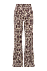 Mi Piace-Dikke Kwaliteit Travelstof Straight Broek 202136 Harvest Ikat Print-Espresso