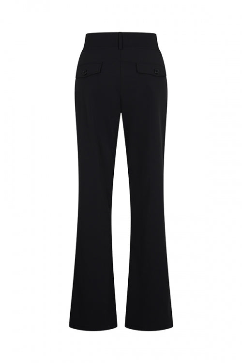 Mi Piace straight travelbroek met knopen detail 202195-Black