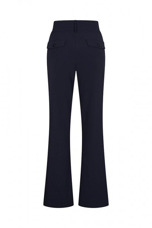 Mi Piace straight travelbroek met knopen detail 202195-Dark Blue