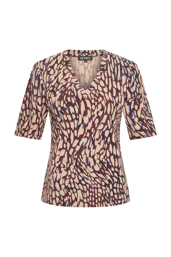 mi piace top abstracte print 202271-burgundy/latte