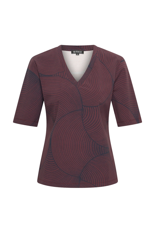 mi piace top 202271 circle print burgundy