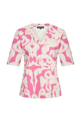 mi piace top v-neck ikat ornaments print 202271 rose