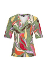 mi piace top v-neck summer leaf dance print 202271 olive