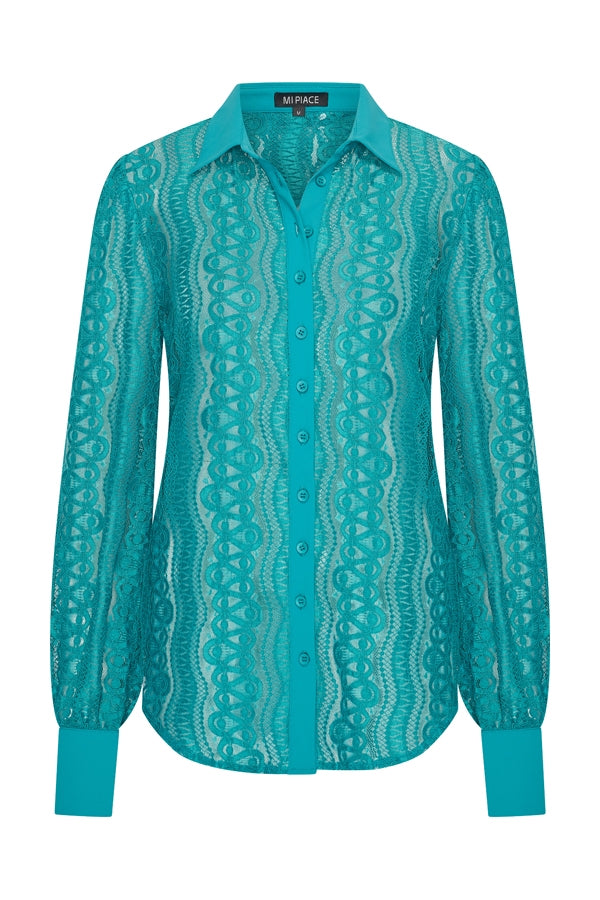 Mi Piace Blouse Kant 202352-Petrol