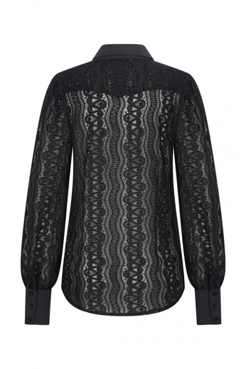 kanten blouse van mi piace in zwart