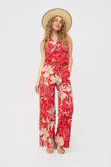 mi piace broek 202089 tropical hibiscus print red