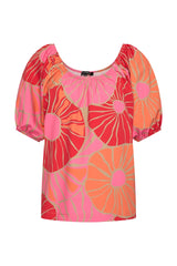 mi piace Bardot Top Border Desert Anemone Print coral