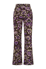 Mi Piace-Travel Broek Straight Heavy Ornamental Flowers Print-Winter Purple