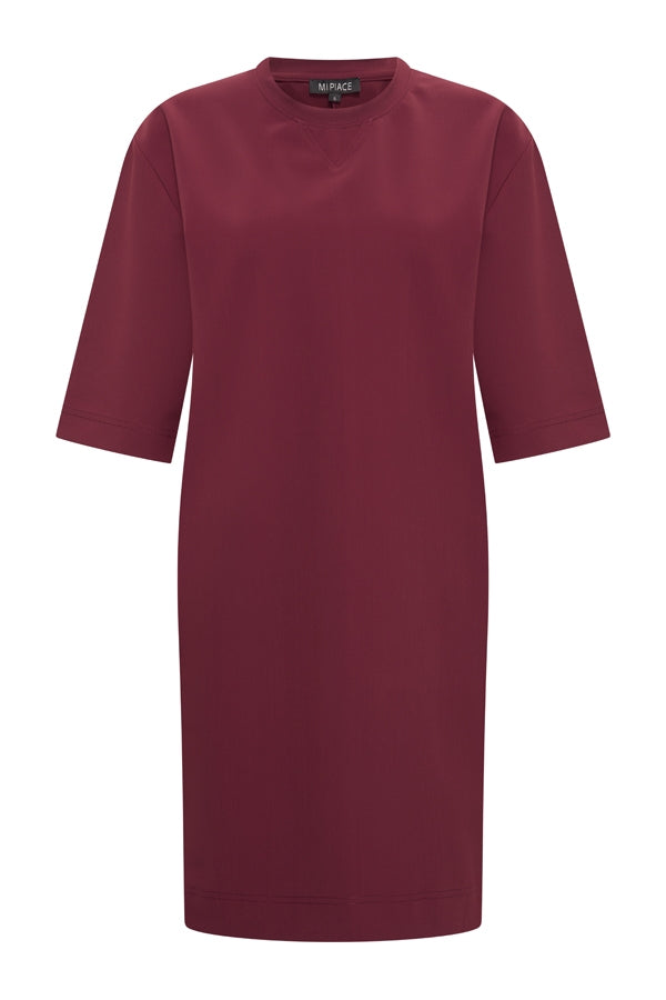 mi piace bonded travel jurk 202682 burgundy
