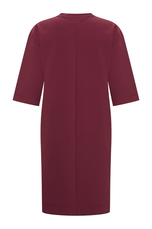 mi piace bonded midi jurk burgundy