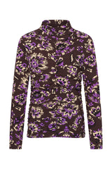 Mi Piace-Travel Top Wrinckle Light Ornamental Flowers Print 202895-Winter Purple