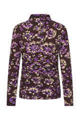 Mi Piace-Travel Top Wrinckle Light Ornamental Flowers Print 202895-Winter Purple