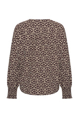Mi Piace-Travel Top Knotted Harvest Ikat Print 202898-Espresso