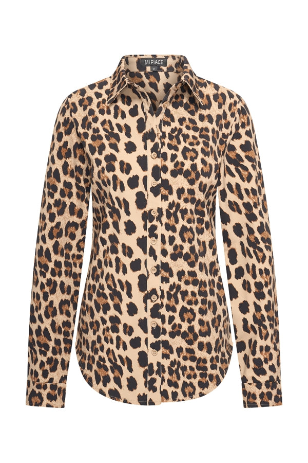 mi piace blouse 60840 leopard print latte