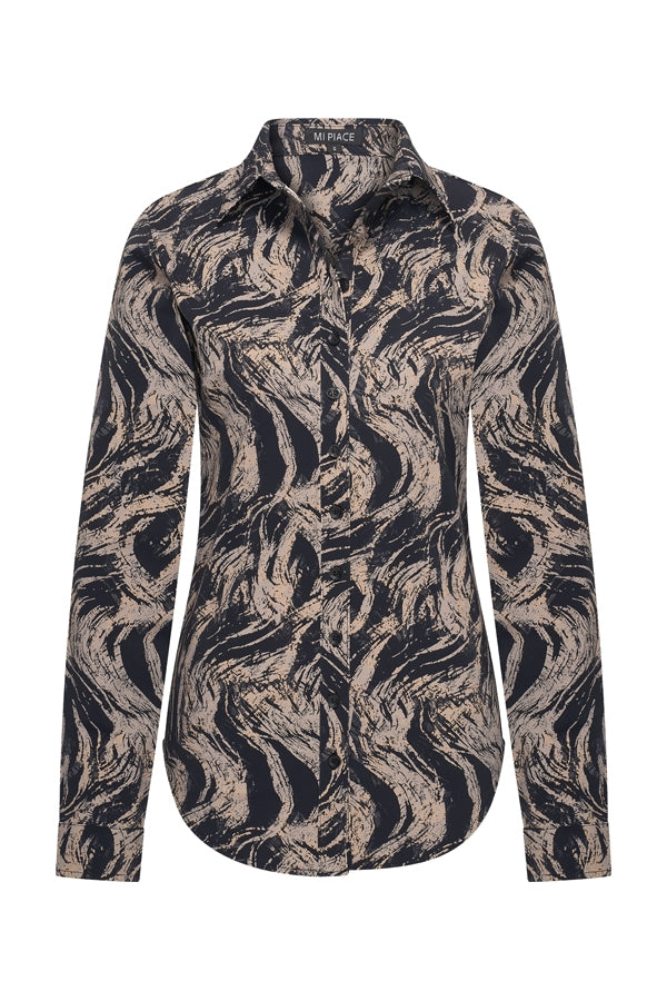 mi piace travel blouse 60840 swirly print taupe