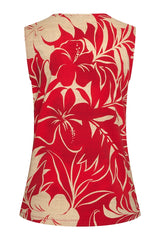 Mi Piace-Travel Top 202425-Tropical Hibiscus Print-Red