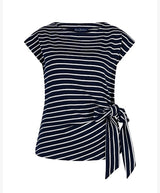 red button shirt terry stripe with knot darkblue