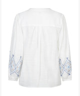 red button blouse & embroidery