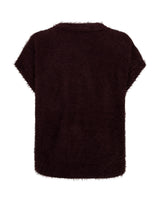 Red Button-Vest Sleeveless Fuzzy SRB5116-Burgundy