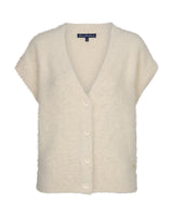 Red Button-Vest Sleeveless Fuzzy SRB5116-Cream