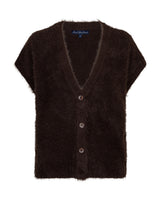 Red Button-Vest Sleeveless Fuzzy SRB5116-Espresso