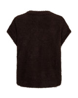 Red Button-Vest Sleeveless Fuzzy SRB5116-Espresso