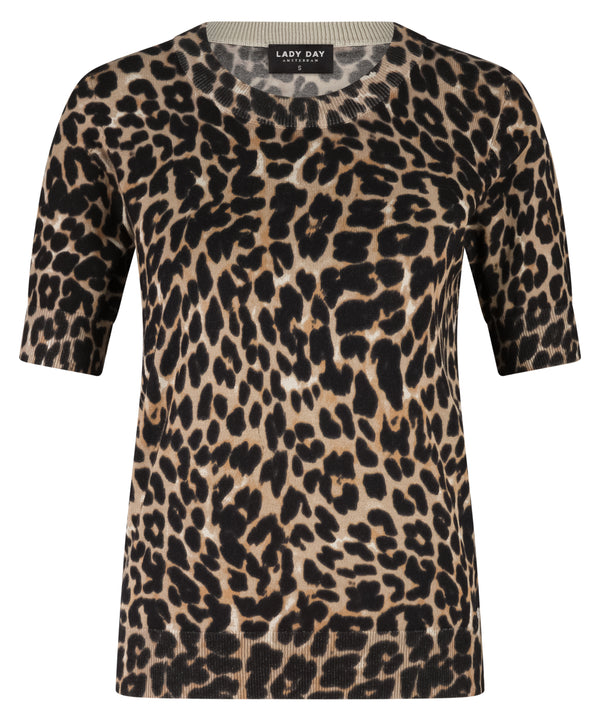 lady day trui sage leopard print
