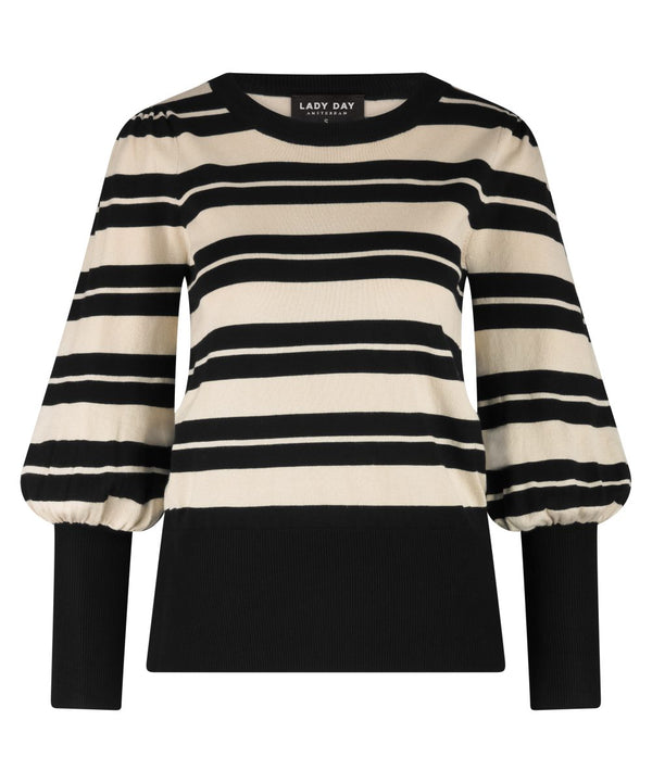 lady day sweater tracy stripe black/light latte