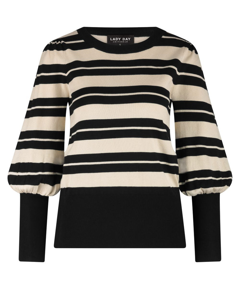 lady day sweater tracy stripe black/light latte