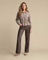 Red Button-Broek Colette Faux Leather L33-Espresso