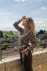 elvira casuals blouse june brown zebra print