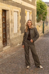 elvira jacket en broek kaylee dark coffee check