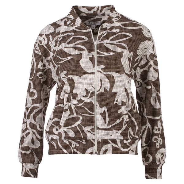 enjoy bomber jack bloemen print donkerbruin