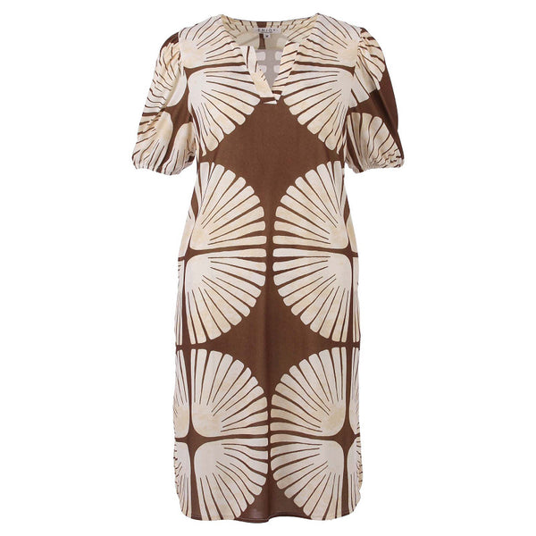 enjoy jurk met chocolade bruine print