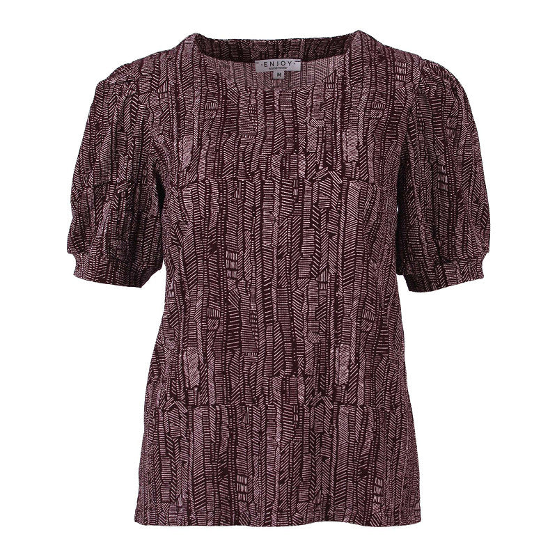 enjoy womenswear top korte pofmouw grafische print 183411 port