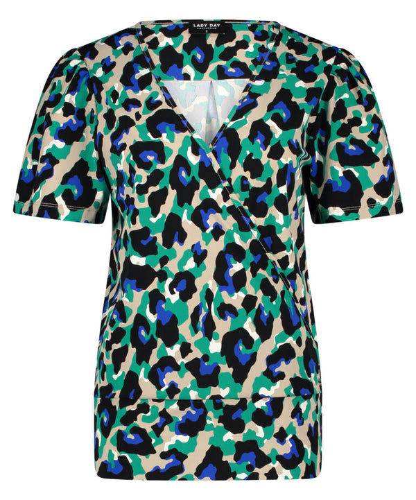 lady day top amber leopard print paradise  green