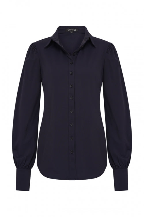 mi piace travel blouse met pofmouwen 202037 donkerblauw