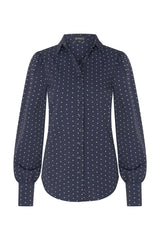 mi piace travelstof blouse met witte stippen 202037