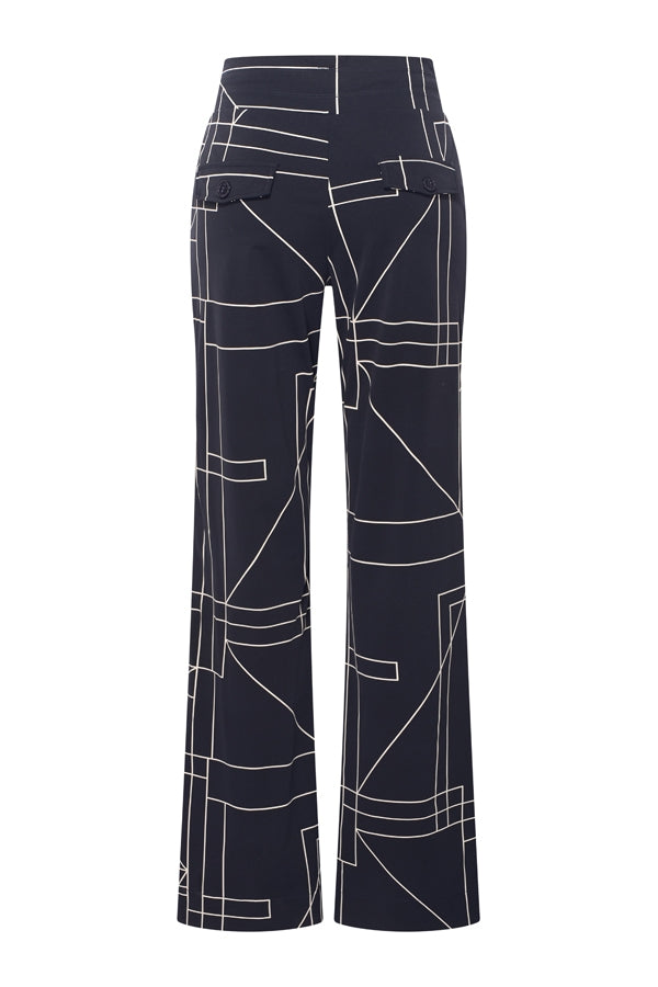 Mi Piace Travel Broek 202089 Geometric Line Print Dark Blue/Kit