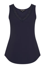 mi piace travelstof hemd met kant donkerblauw