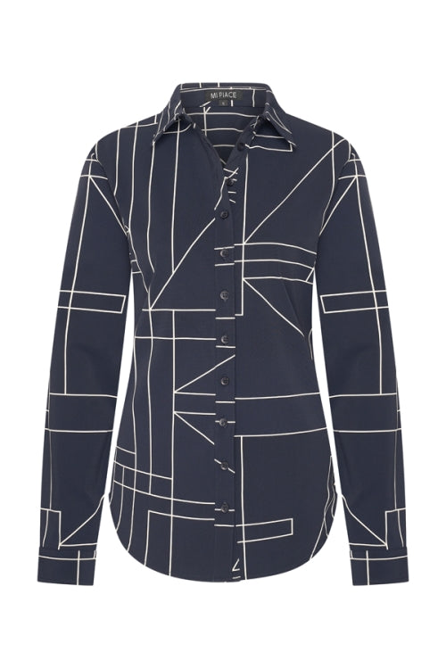mi piace travel blouse 60840 geometric line print black/kit