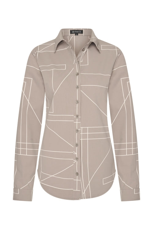 mi piace blouse geometric print taupe/kit
